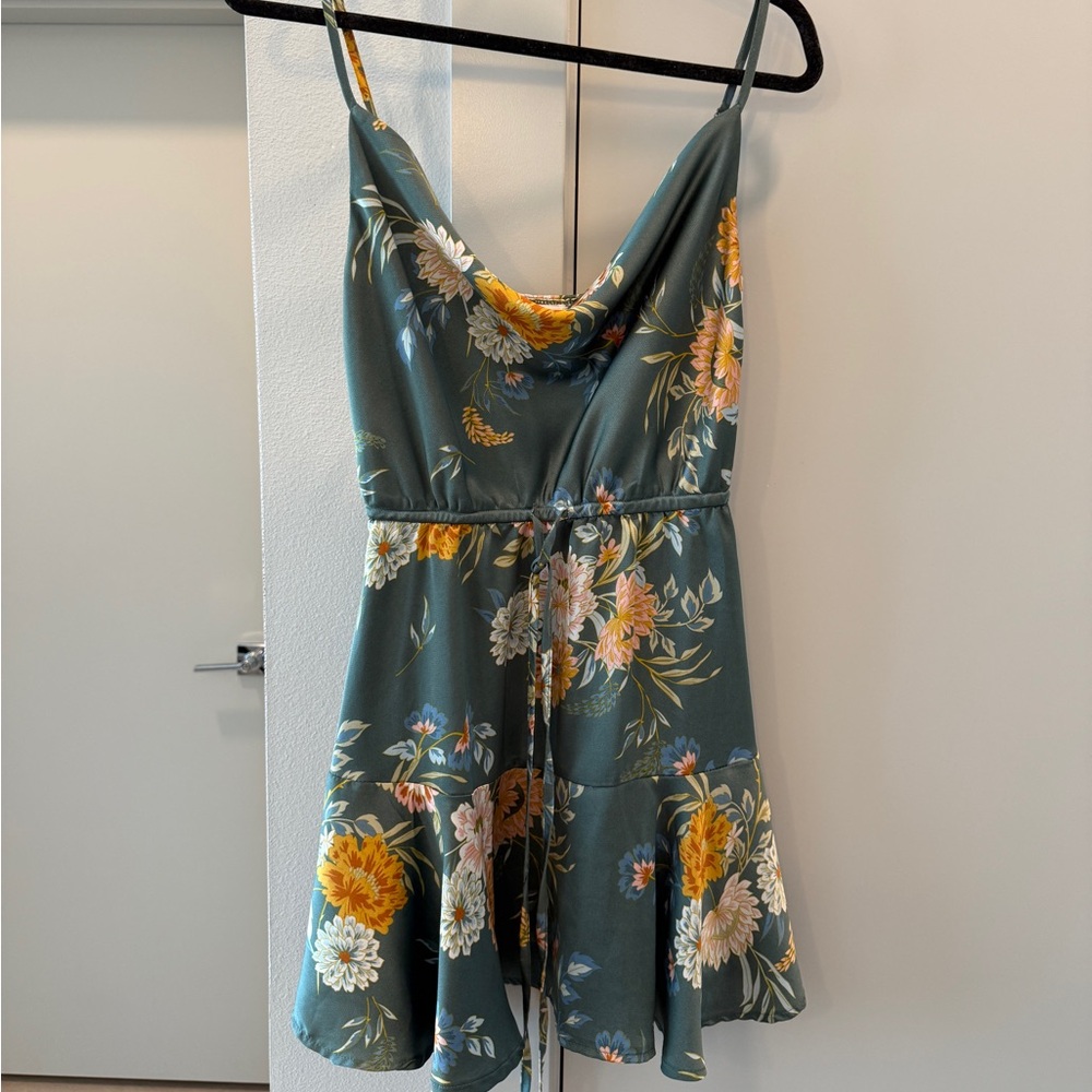 Princess Polly Floral Mini Dress - Green and Yellow